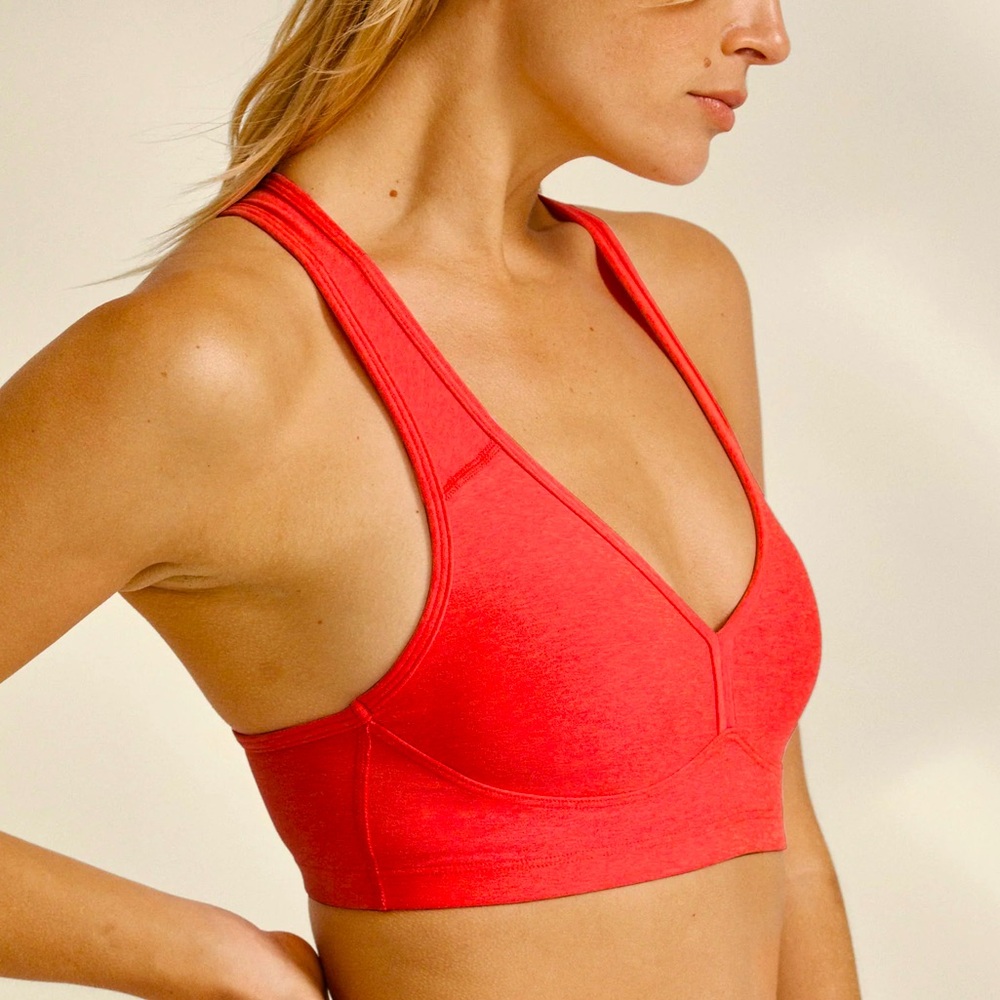 Beyond Yoga Spacedye Life Your Spirits Bra- Redflower/scarlet